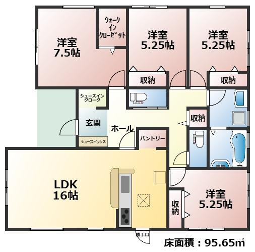 高浜市神明町第３　新築分譲　平屋建＜4号棟＞の間取り|4LDK