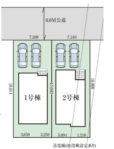 売新築戸建　中央区萩丘四丁目の区画図