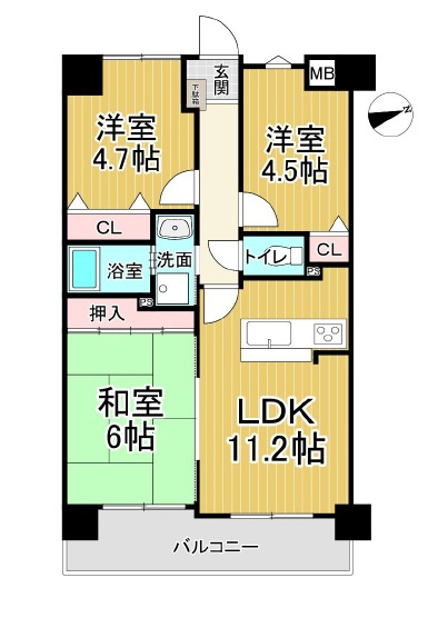 プレステージ姫路Ⅱ　山陽電鉄「手柄駅」徒歩7分の間取り