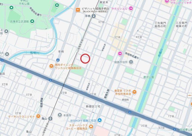 プレステージ姫路Ⅱ　山陽電鉄「手柄駅」徒歩7分の地図