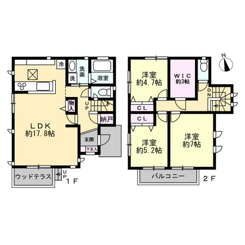 ■高座郡寒川町宮山　中古戸建①の間取り|3LDK☆南向き住戸で陽当たり良好です♪