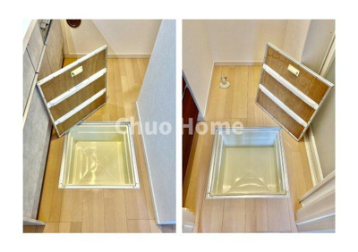 【収納】 | 江戸川区東小岩5丁目中古住宅 | 【床下収納】キッチン（左）・洗面所（右）