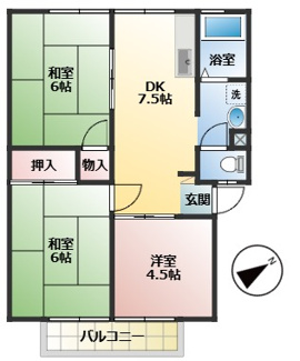 【間取り】 | ニューサンシティ川口　Ｂ | ３ＤＫ