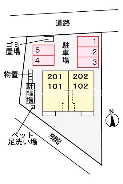 ソレイユいぬいの区画図|１フロア２住戸のアパートです◇