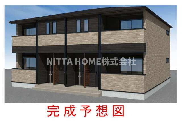 ソレイユいぬいの外観|２０２６年３月完成予定◎ペット可◇ネット無料や都市ガス、エアコン２台などを設置＊