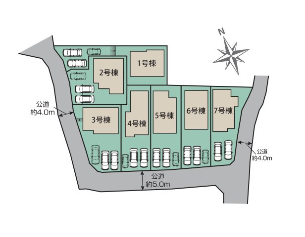合志市須屋第16-7棟(1号棟)の区画図|配置図（1号棟）