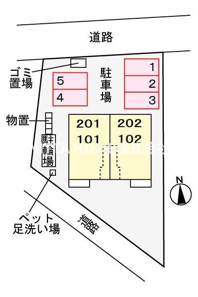 ソレイユいぬいの区画図|１フロア２住戸のアパートです◇