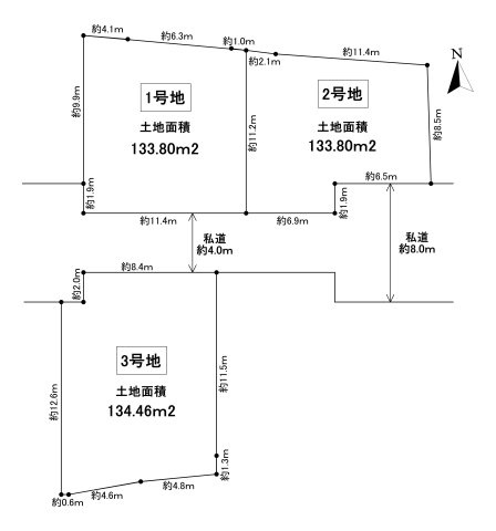 奈良市東九条町3期全3棟の区画図