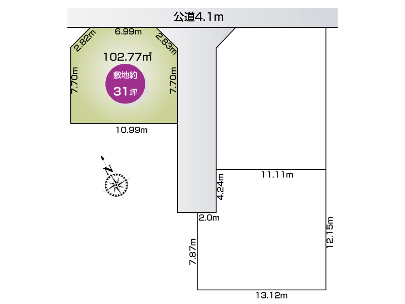 【区画図】宮代町中島　売地　1号地
