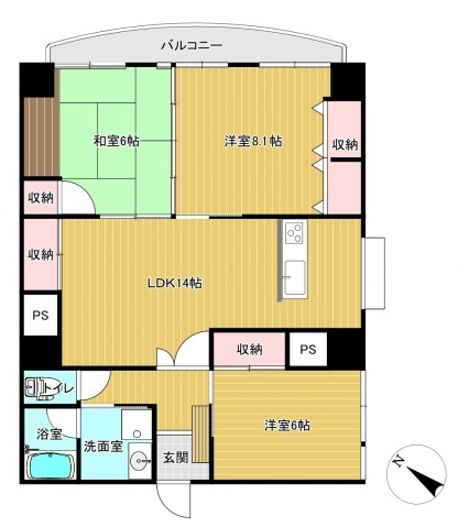 マーキュリーシティ壱番館の間取り