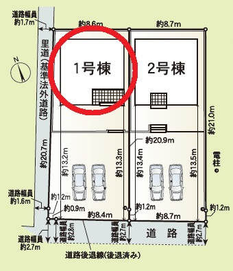 安城市根崎町第4　新築分譲住宅　全2棟　1号棟の区画図