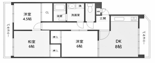 【間取り】 | ハイコーポきりしま | 専有面積59.42㎡
