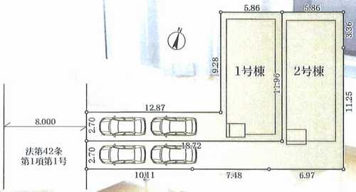茅ヶ崎市緑が浜　新築戸建全2棟　1号棟の区画図
