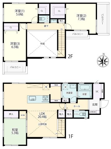 戸塚区平戸3丁目　新築戸建ての間取り