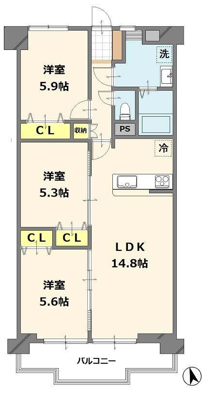 シャトー第3八戸の里の間取り