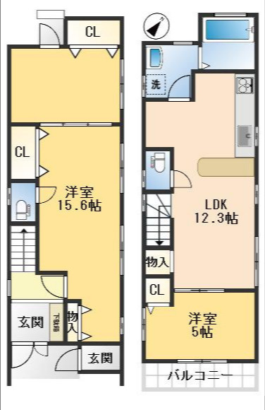吹田市清水　中古戸建の間取り