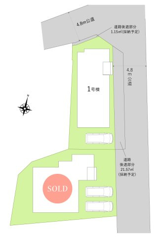 富士見市山室２丁目の新築一戸建の区画図|接道面が広く、開放的な立地の全2棟！
周辺は低層住宅が建ち並ぶ穏やかな住環境です。
