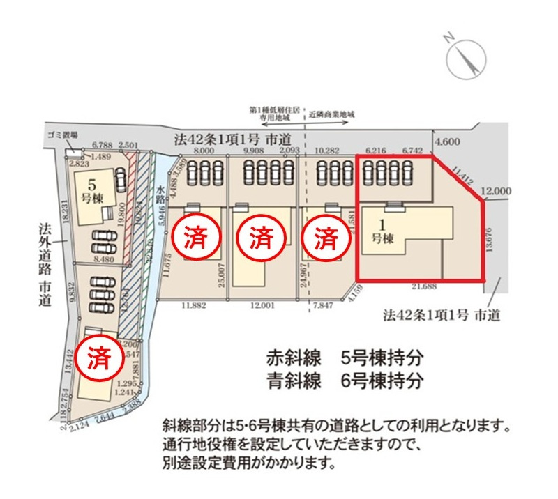 リーブルガーデン  日立市滑川本町　3期　1の区画図|敷地面積約129坪、開放的な角地です。十分な駐車スペース、広いお庭も魅力です。