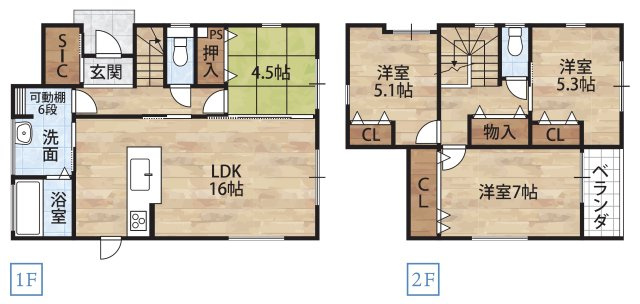 新中島Ⅴ・新築戸建の間取り