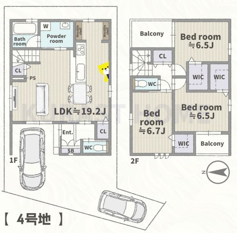 長岡京市長法寺力池　新築戸建の間取り