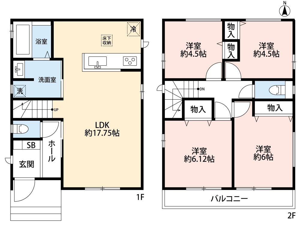 小牧市大字岩崎　新築戸建　A号棟の間取り|全居室洋室