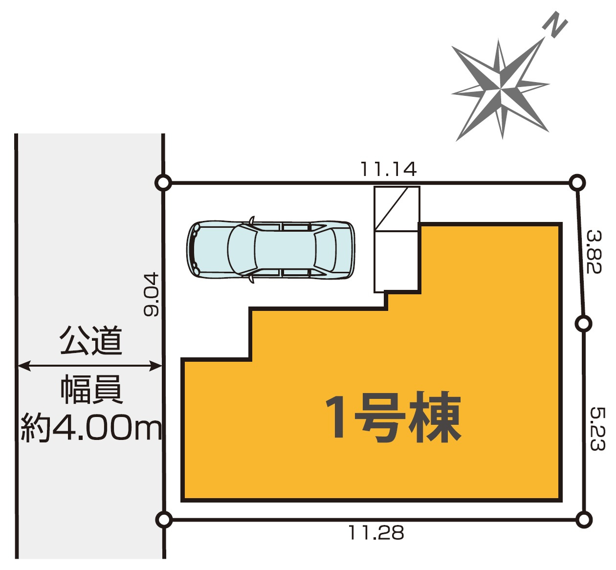 入間市東藤沢8丁目・全1棟　新築一戸建　～収納豊富～の区画図|カースペース1台分。