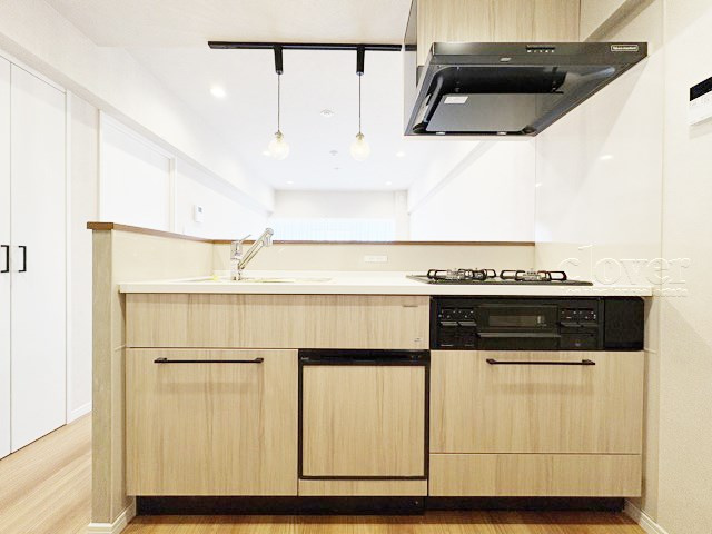 【キッチン】 | マンション池上 | 食洗機付き　カウンター式のシステムキッチン。スッキリと見晴らしの良いキッチンで、気分よく調理や洗い物に精を出せそうですね。～即日のご見学可能～　お問合せはお気軽にどうぞ。