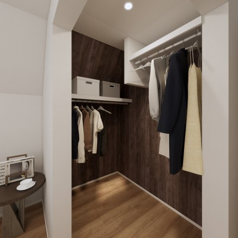 豊島区長崎3丁目 限定1棟の完成予想図|3階洋室には大型WICを設置しています
大きな荷物や小物などの収納に便利です
一目で確認できるので、お洋服などのコーディネートもしやすいです