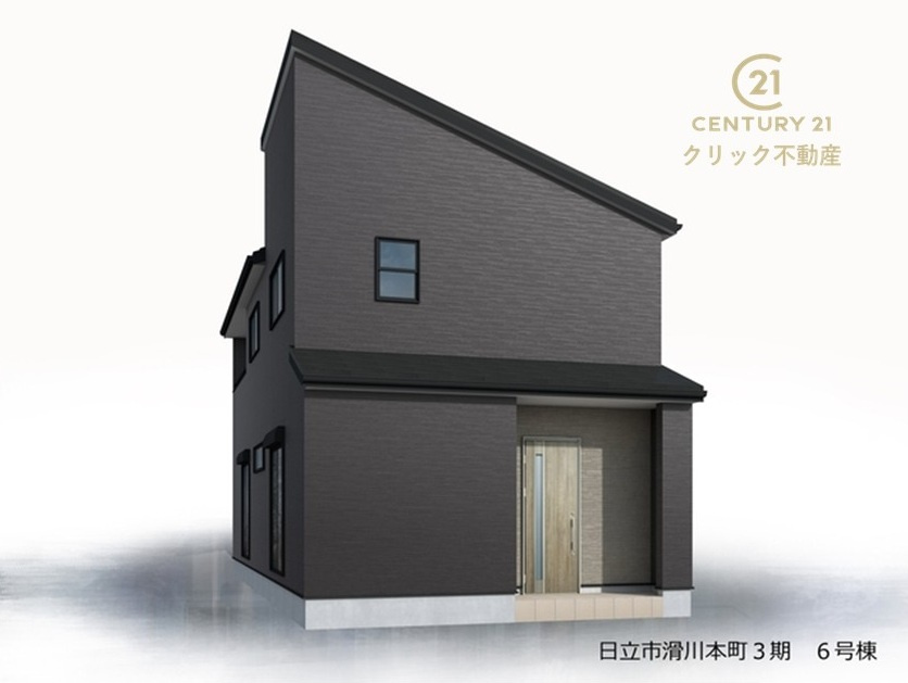 リーブルガーデン  日立市滑川本町　3期　6の外観|小木津駅車6分。滑川小徒歩6分、滑川中徒歩18分。
滑川丘通り沿いの新築分譲住宅全6棟。
全棟並列駐車可能なカースペース確保！