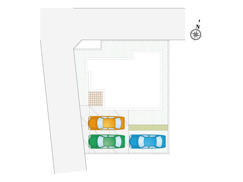 行田市桜町３丁目９区画１号棟　配置図　車３台駐車可能！　