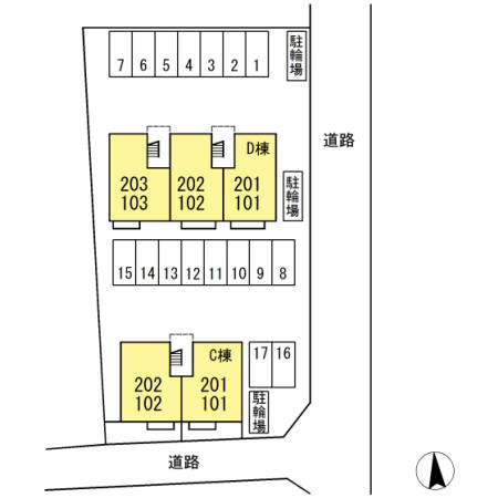 ソレイユ　D棟の区画図