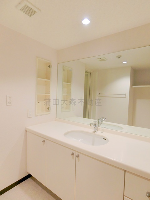 西馬込駅近ルーフバルコニー付1LDKの洗面所|大きな独立洗面台　洗面脱衣場　