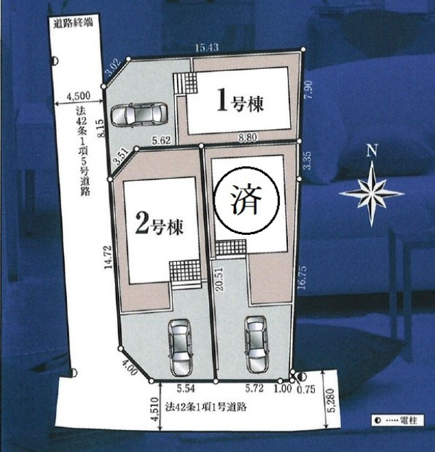 あきる野市牛沼全3棟　新築分譲の区画図
