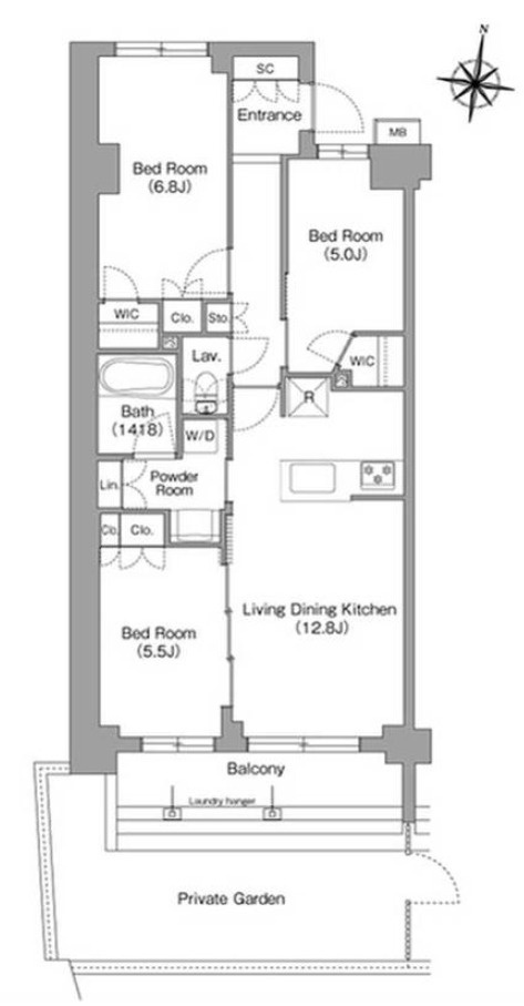 ミレーネ神戸住吉本町の間取り