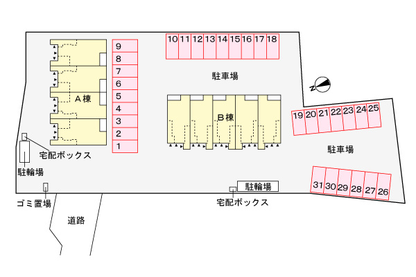 ホグワーツＡの地図|駐車場