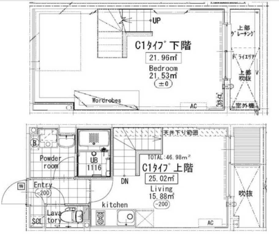 プライマル駒沢大学　敷金０　礼金０　メゾネットの間取り