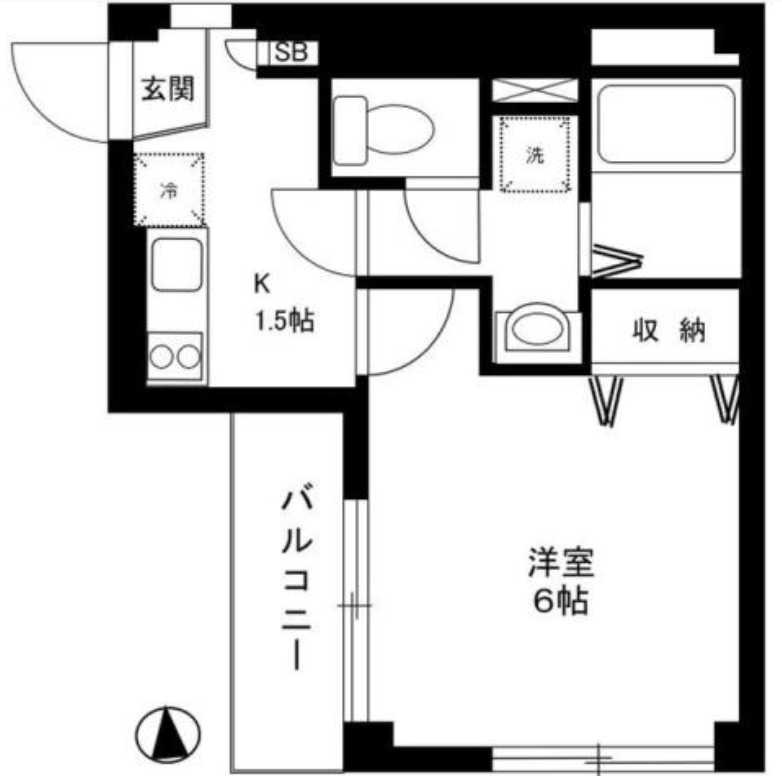 ウィスタリア世田谷　駅近　角部屋　独立洗面台の間取り