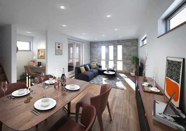 練馬区小竹町2丁目 全2棟 B号棟の完成予想図|家の中心でもあるLDKは22.3帖の開放感
多面開口の明るく快適な家族団らんスペースです
イラストは図面を基に起こしたもので実際のものとは多少異なる場合がございます