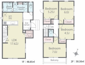 葛飾区柴又７丁目　新築戸建て　全２棟の間取り