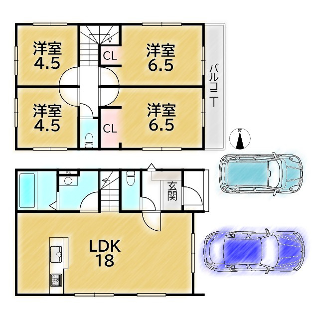 修学院千万田町 新築戸建(2号地)の間取り