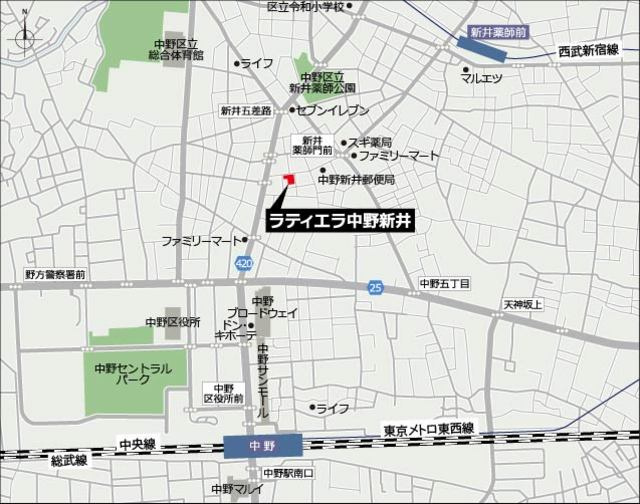 ラティエラ中野新井の地図