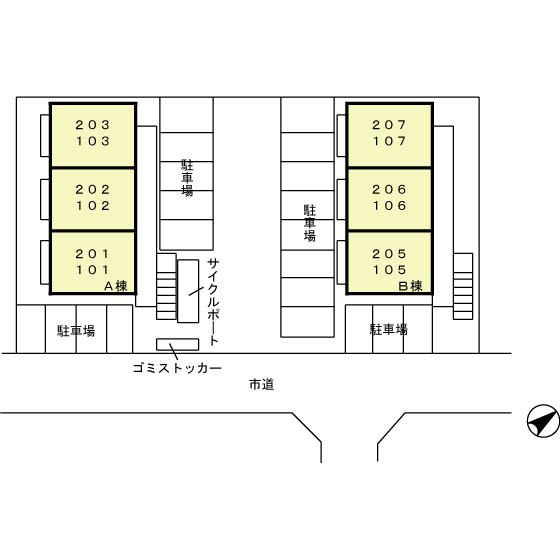 リバーセント　Ａ棟の区画図