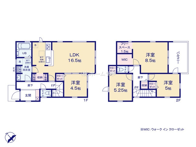 【新築】鶴ヶ島市藤金新築分譲住宅 １号棟の間取り