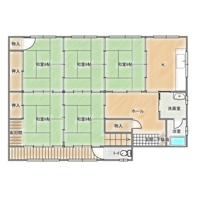 渋川市赤城町深山 中古住宅の間取り|現況優先（現況と異なる場合がございます）2階はワンフロアです。