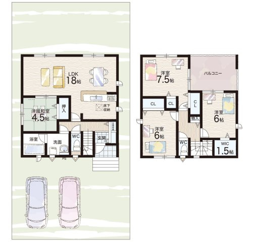 近江八幡市安土町下豊浦　第7期　新築一戸建ての間取り