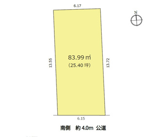 【土地図】 | 中野区丸山2丁目　建築条件なし売地【南向き整形地 建物参考プランあり 現況更地】7690万円 | 南公道に面した 陽当たりの良い整形地。