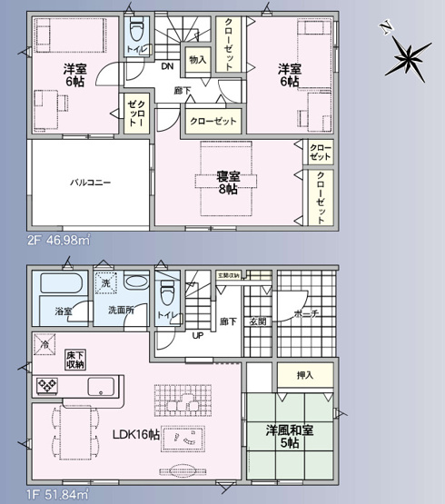 【間取り】 | 鴻巣市箕田第9　CRADLE GARDEN　新築戸建　全2棟　1号棟