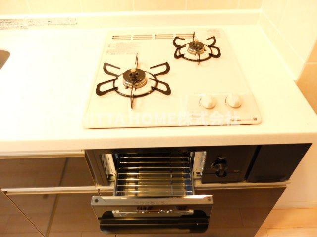 丹波篠山市杉のアパートのキッチン|ガスコンロ＆グリル付き◆