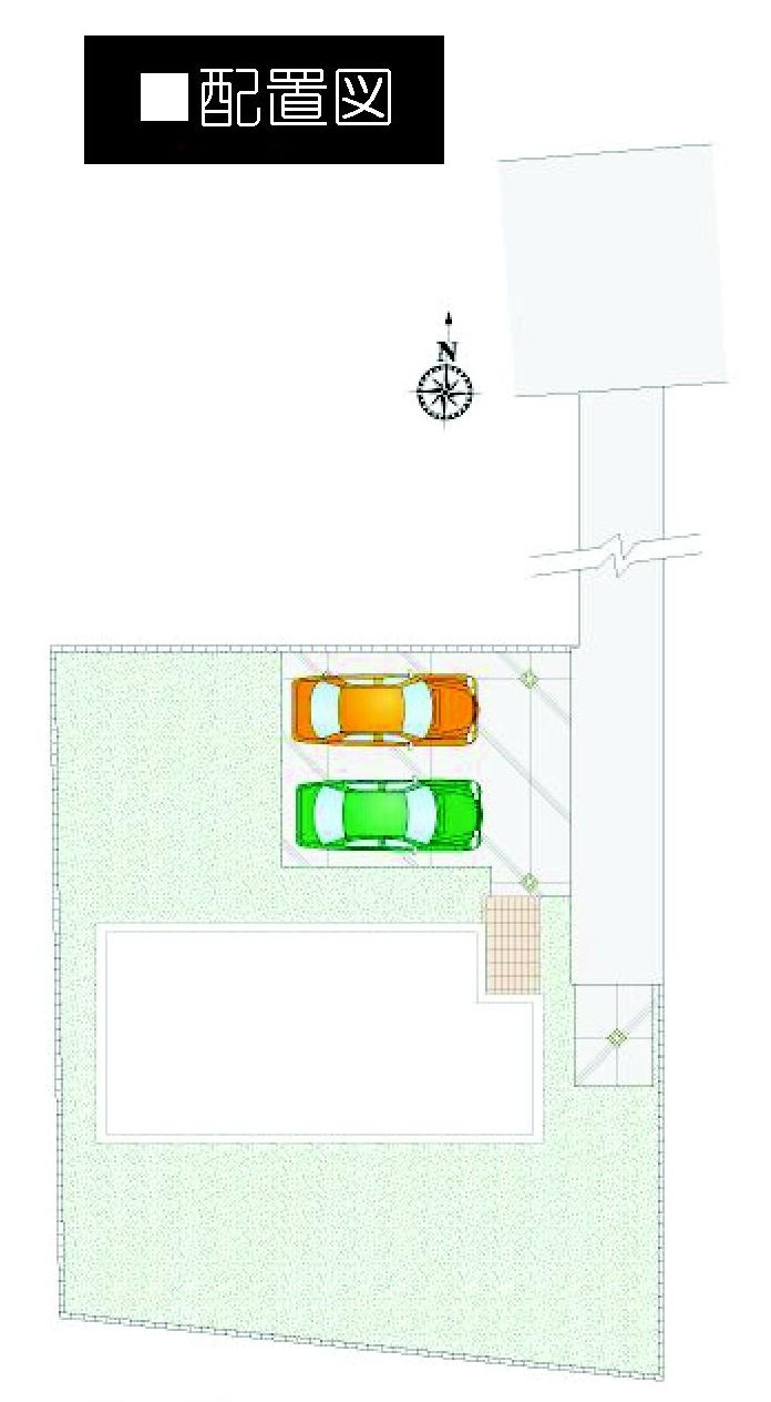 前橋市元総社町4号棟　新築住宅の区画図|駐車場4台以上ご用意しています！
来客時も重宝しますよ♪