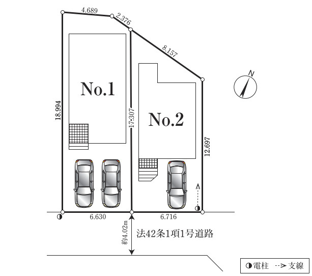 新築／富士見市水谷東第10　全２棟の区画図|駐車スペースあり！